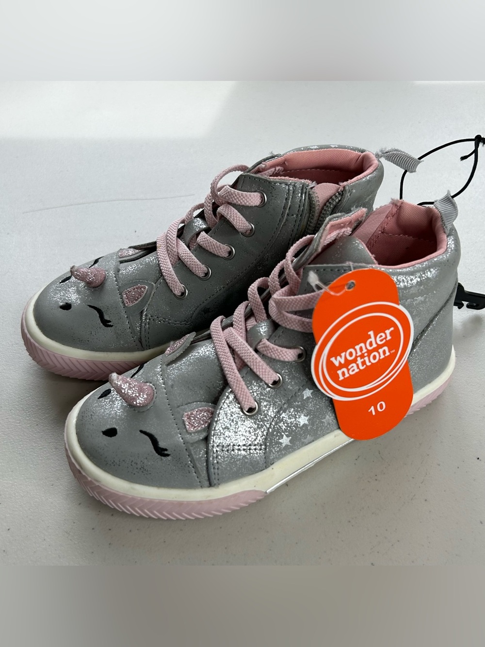 wonder nation Gray & Pink Unicorn High-Top Sneakers